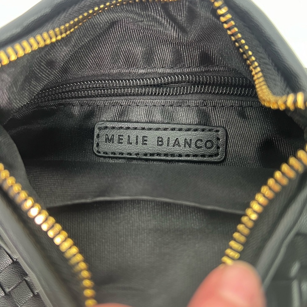 Melie Bianco Black Drew Small Woven Hobo Bag With Knot and Zipper - Picture 6 of 10